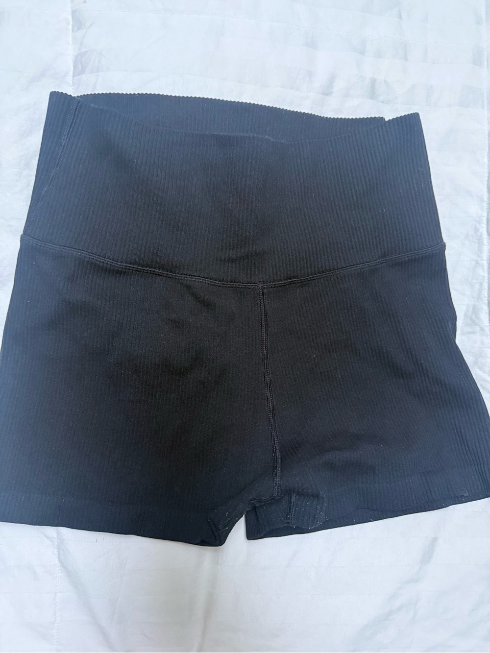 aerie Black High-Waist Ribbed Seamless Shorts